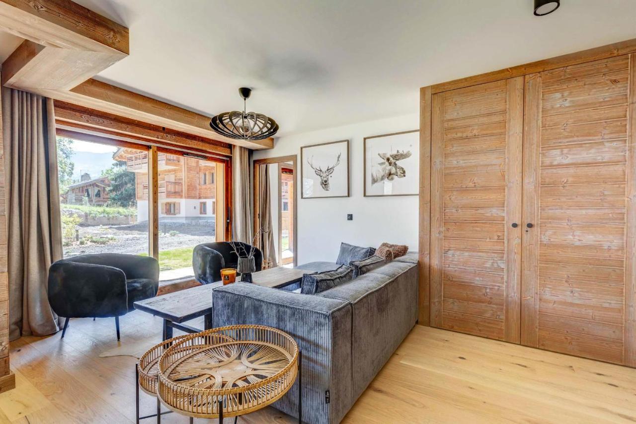 4-Room Apartment With Garden, Gym And Shared Spa Megeve Bagian luar foto